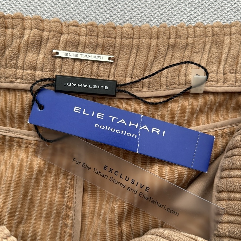 Elie Tahari Tan Cropped Corduroy Pants , Sz 6 - Picture 5 of 13